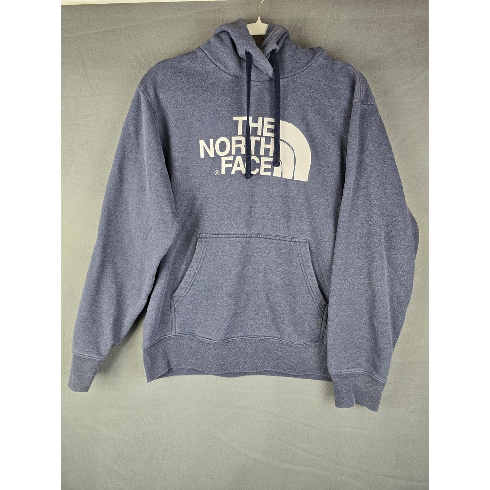 The North Face Hoodie Mens L Blue Logo Pullover Sweatshirt Outdoor Gorpcore